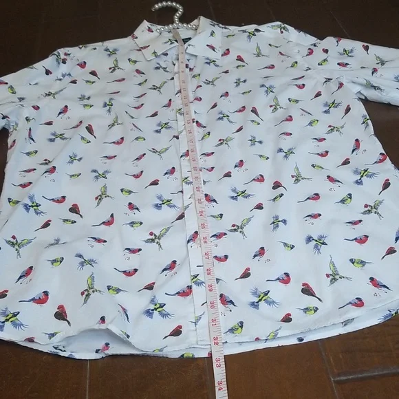 Charleston Threads Mens Longsleeve Button Down Shirt Red Yellow Blue Bir… - Picture 6 of 10